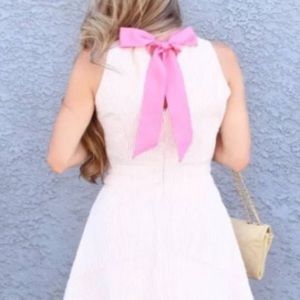 Pink and White Dress with adjustable pink bow. Size 8 J Crew
